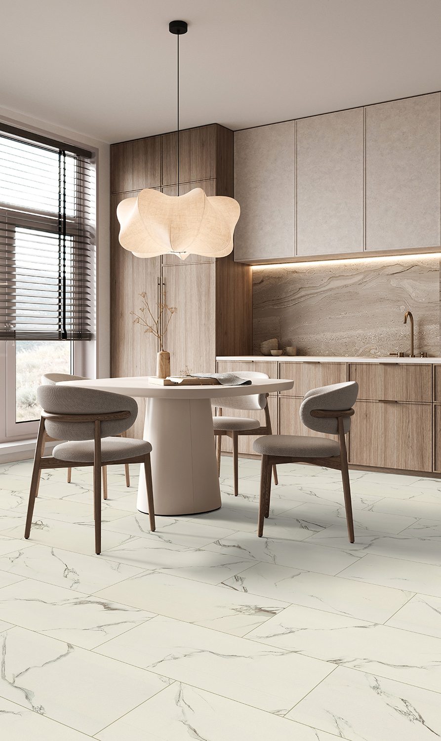 Elegant,Modern,Kitchen,Design,With,Wooden,Cabinetry,,Unique,Light,Fixture,